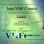 2011 June VHF certificate